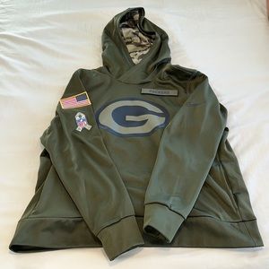 Nike Green Bay Packers Salute to Service Pullover Hoodie, Olive Green, Size XL